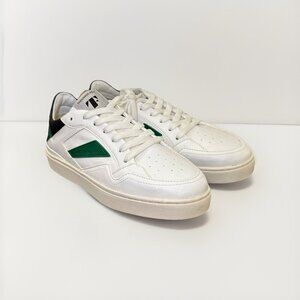 NWOT Thousand Fell Women’s White Laced Court Sneakers Size 5.5 Green Black